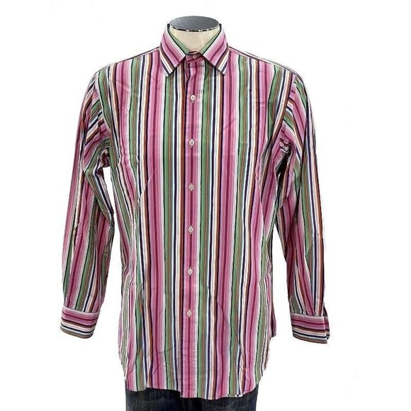 Polo Ralph Lauren‎ Curham Button Shirt M Classic Fit Pink Dress Work Mens - Picture 1 of 5